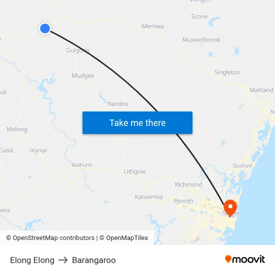 Elong Elong to Barangaroo map