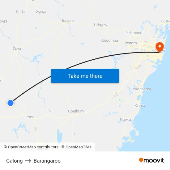 Galong to Barangaroo map