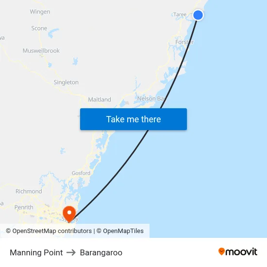 Manning Point to Barangaroo map