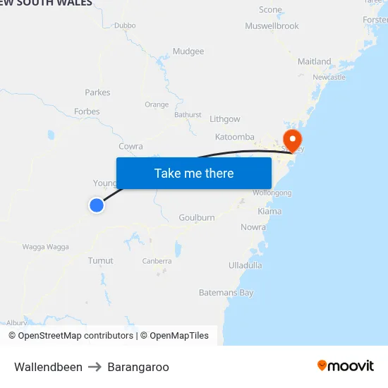 Wallendbeen to Barangaroo map