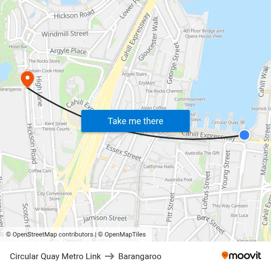 Circular Quay Metro Link to Barangaroo map