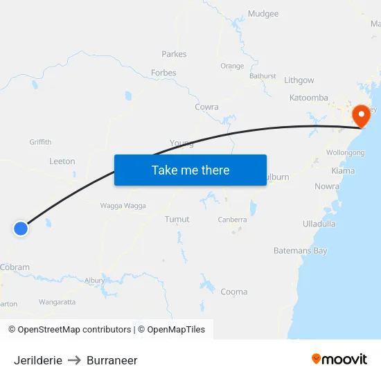 Jerilderie to Burraneer map