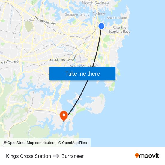 Kings Cross Station to Burraneer map