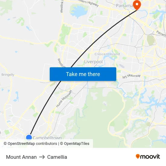 Mount Annan to Camellia map