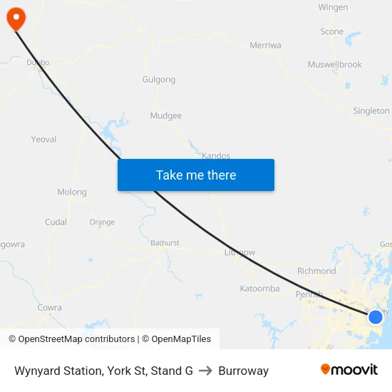 Wynyard Station, York St, Stand G to Burroway map