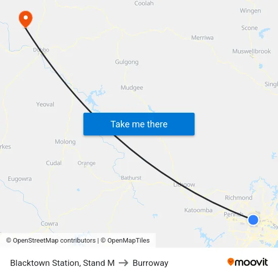 Blacktown Station, Stand M to Burroway map