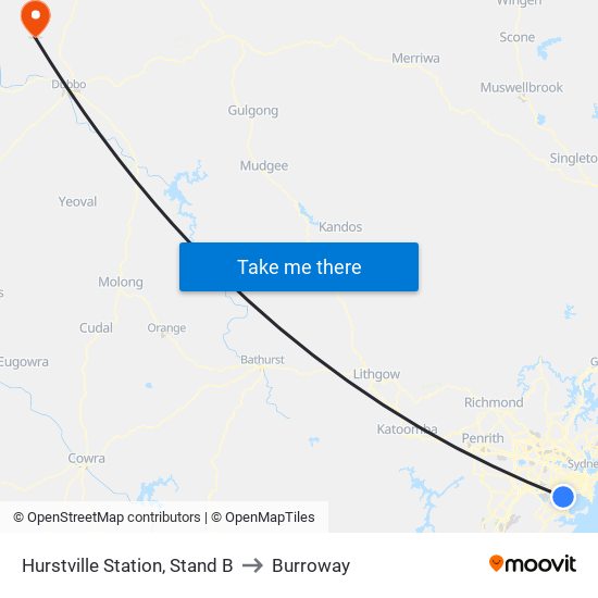 Hurstville Station, Stand B to Burroway map