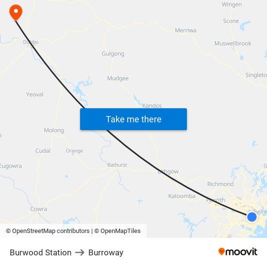 Burwood Station to Burroway map