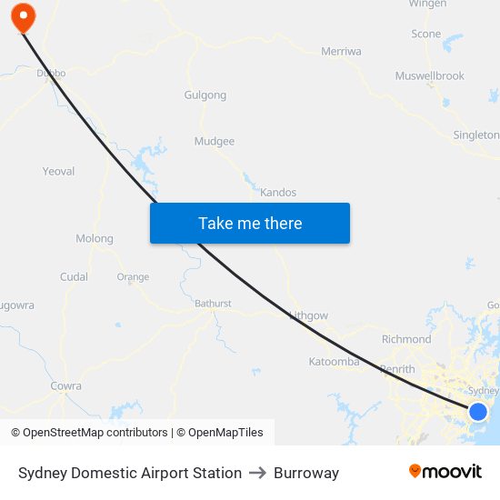 Sydney Domestic Airport Station to Burroway map