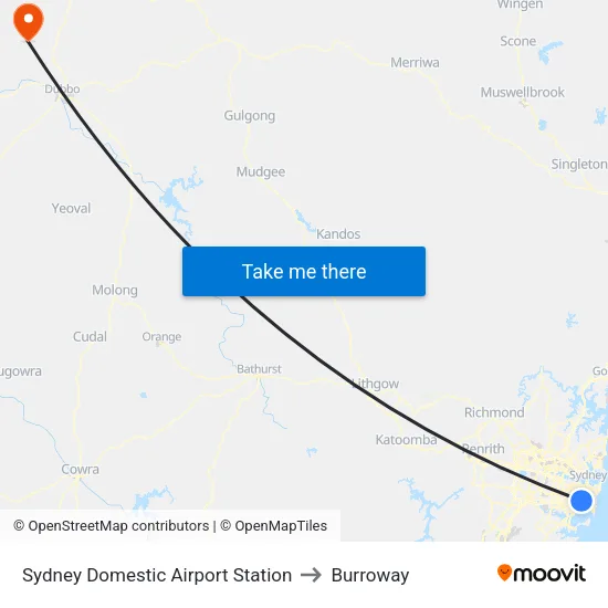 Sydney Domestic Airport Station to Burroway map
