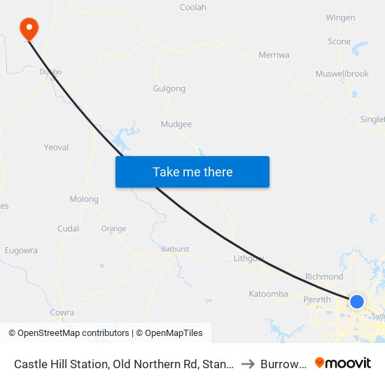 Castle Hill Station, Old Northern Rd, Stand A to Burroway map