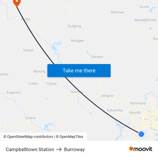 Campbelltown Station to Burroway map