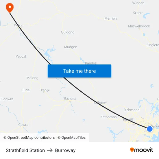 Strathfield Station to Burroway map