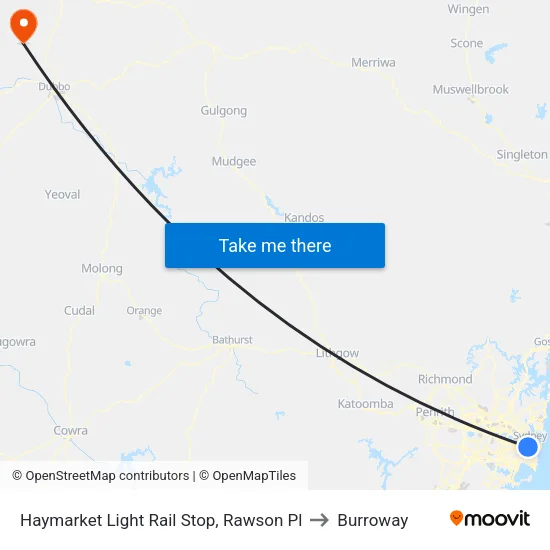 Haymarket Light Rail Stop, Rawson Pl to Burroway map