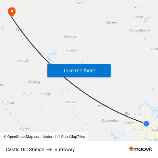 Castle Hill Station to Burroway map