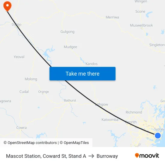 Mascot Station, Coward St, Stand A to Burroway map