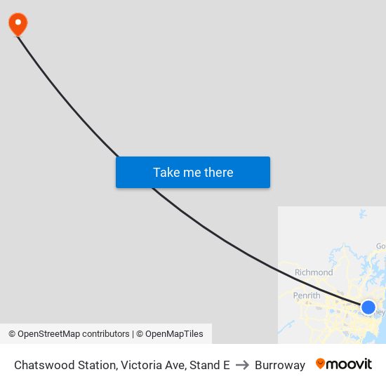Chatswood Station, Victoria Ave, Stand E to Burroway map