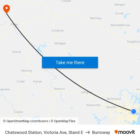 Chatswood Station, Victoria Ave, Stand E to Burroway map