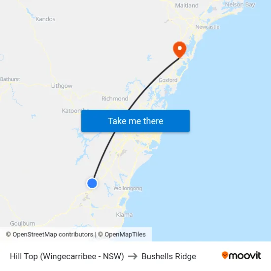 Hill Top (Wingecarribee - NSW) to Bushells Ridge map
