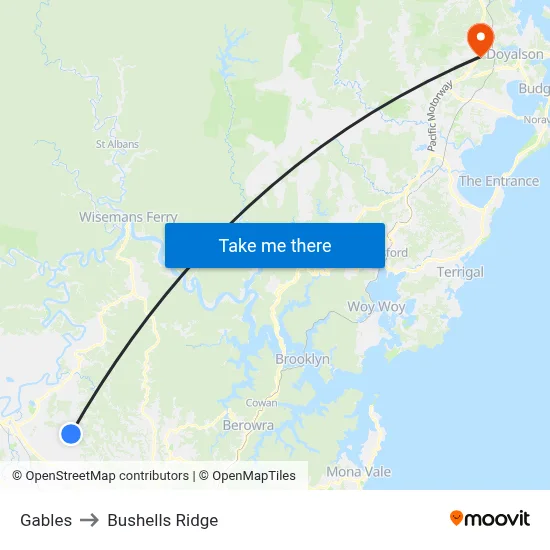 Gables to Bushells Ridge map