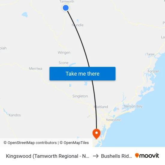 Kingswood (Tamworth Regional - NSW) to Bushells Ridge map