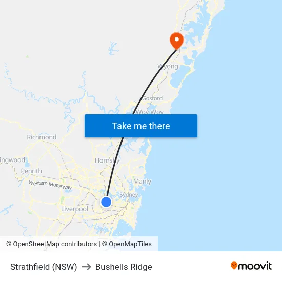 Strathfield (NSW) to Bushells Ridge map