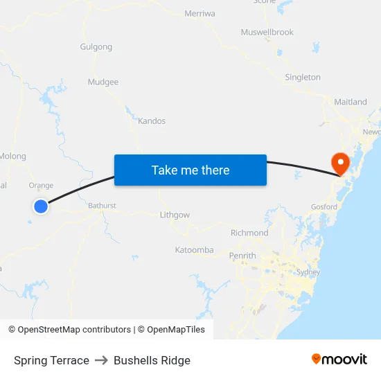 Spring Terrace to Bushells Ridge map