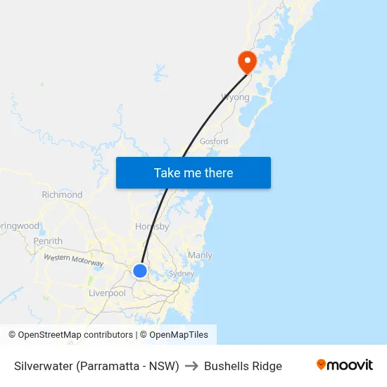 Silverwater (Parramatta - NSW) to Bushells Ridge map