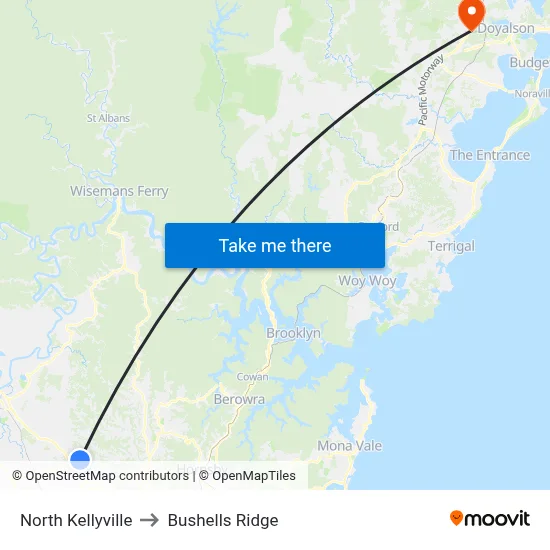 North Kellyville to Bushells Ridge map