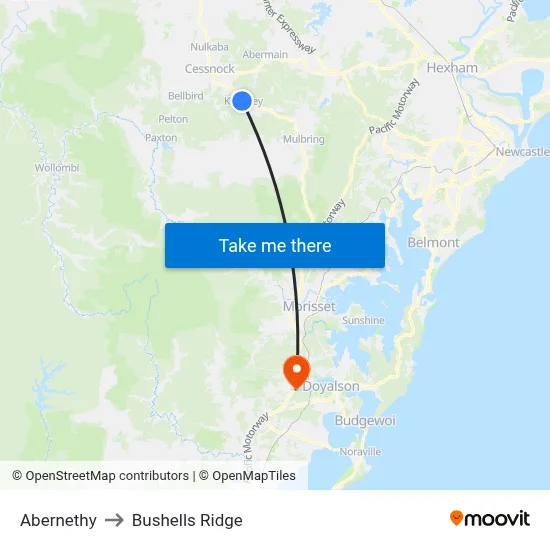 Abernethy to Bushells Ridge map