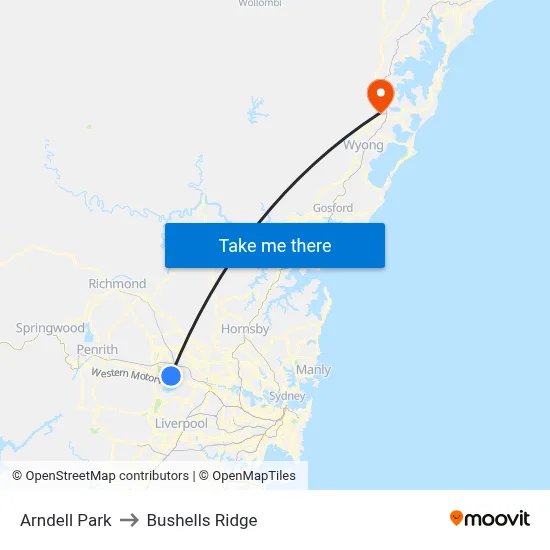 Arndell Park to Bushells Ridge map
