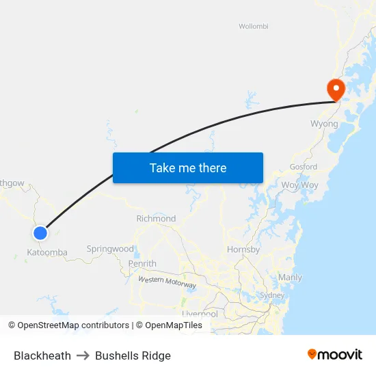 Blackheath to Bushells Ridge map