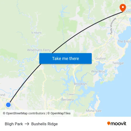 Bligh Park to Bushells Ridge map