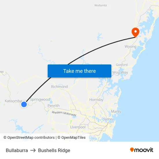 Bullaburra to Bushells Ridge map
