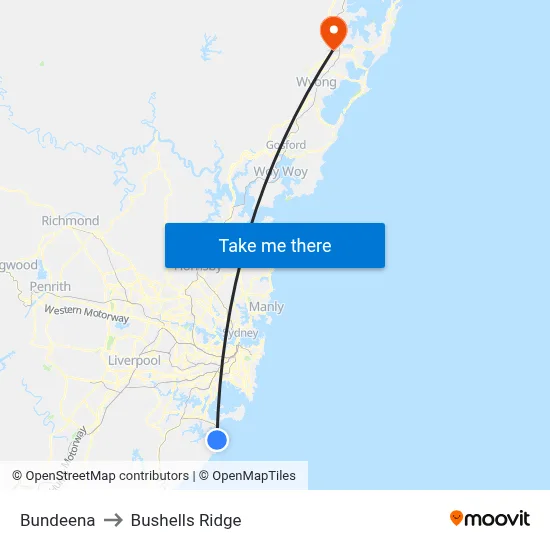 Bundeena to Bushells Ridge map