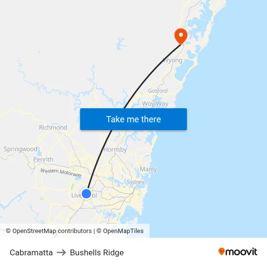 Cabramatta to Bushells Ridge map