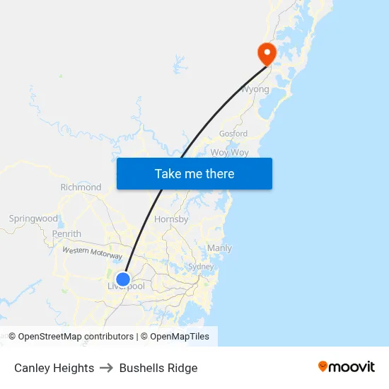 Canley Heights to Bushells Ridge map
