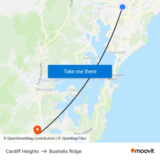 Cardiff Heights to Bushells Ridge map