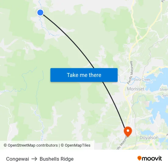 Congewai to Bushells Ridge map