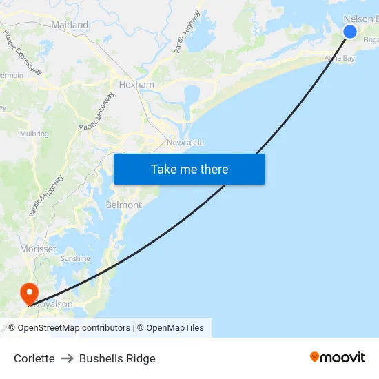 Corlette to Bushells Ridge map