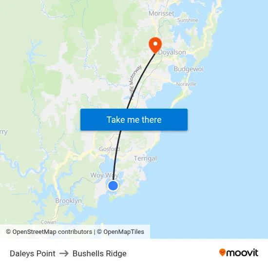Daleys Point to Bushells Ridge map