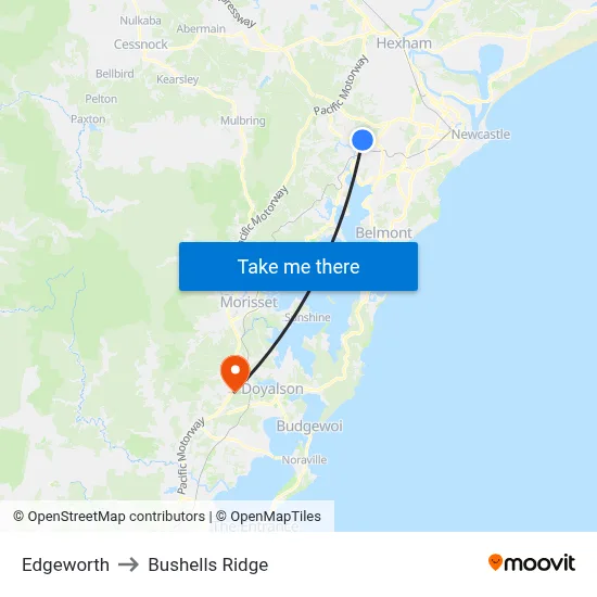 Edgeworth to Bushells Ridge map