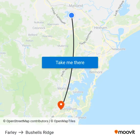 Farley to Bushells Ridge map