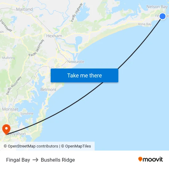 Fingal Bay to Bushells Ridge map