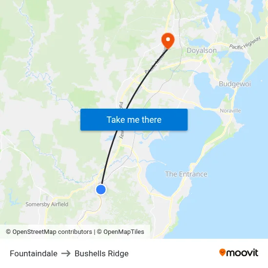 Fountaindale to Bushells Ridge map