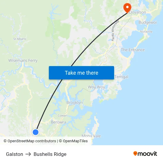 Galston to Bushells Ridge map