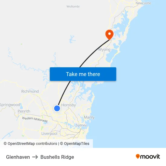 Glenhaven to Bushells Ridge map