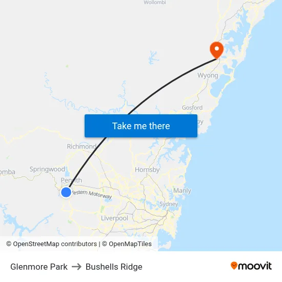 Glenmore Park to Bushells Ridge map