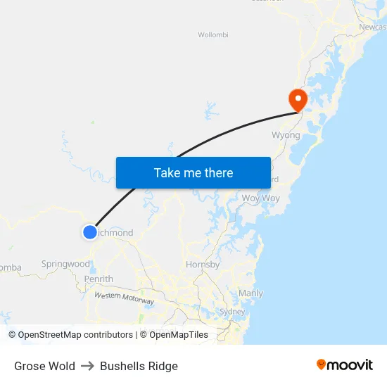 Grose Wold to Bushells Ridge map