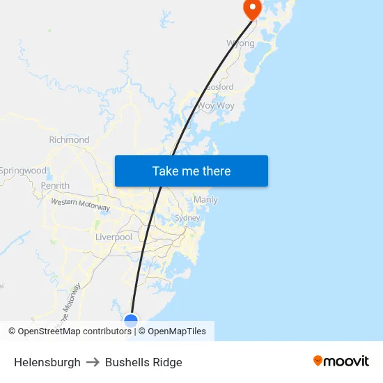 Helensburgh to Bushells Ridge map